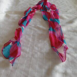 Pretty little vintage cotton and polyester ponytail scarf with a 70's pattern